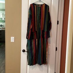 Multicolor Striped unisex Lounge Gown. A